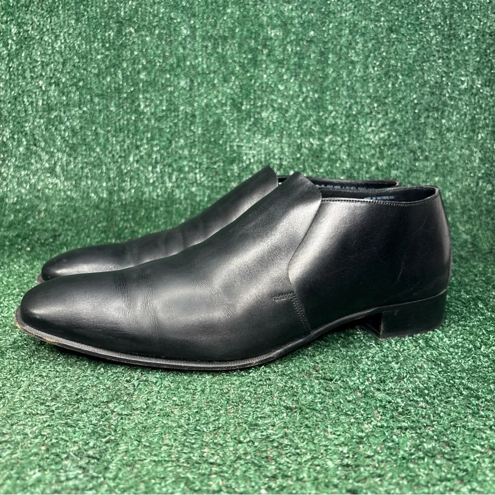 Bally Love Black Leather Ankle Boots Pointy Toe Slip On Chelseas Mens Size 10 D